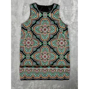 Suite 7 Paisley Cotton Shift Dress 18W Vibrant Mandala Kaleidoscope Knee Length